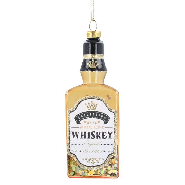 Gisela Graham Whiskey Bottle Glass Tree Decoration